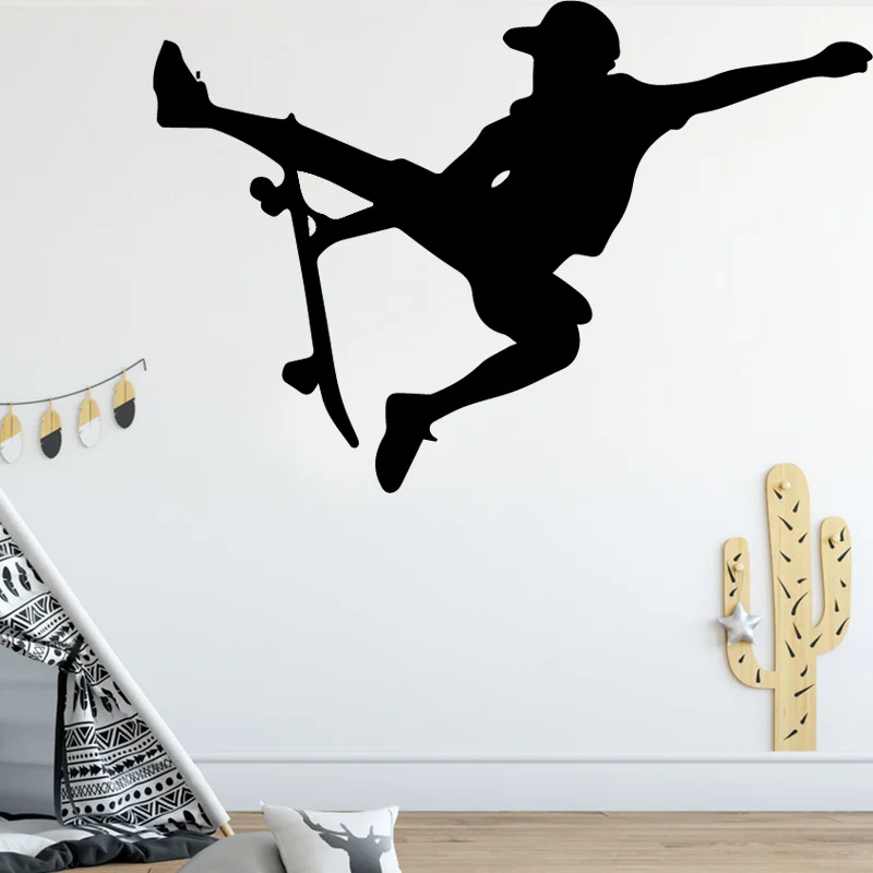 

Free Shipping Skateboarder Figure Design Wall Sticker Kids Room Background Creative Wall Stickers Vinyl Home Decor Mural