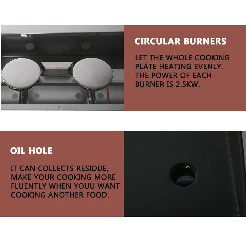 Гриль газовый из нержавеющей стали для коммерческого/бытового использования не