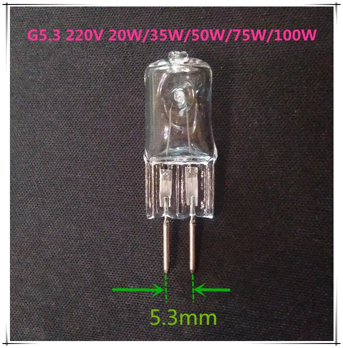 Галогенная лампа g5.3 220 В 100 Вт 75 50 35 20 машинная Рабочая галогенная 5