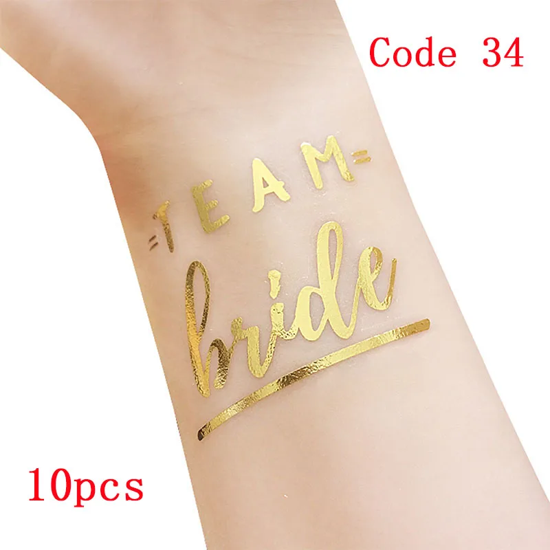 10pcs-code34 10 шт. свадебное украшение невесты to be татуировки наклейки свадебные принадлежности Команда Невесты Девичник курица вечерние Фламинго Boda - Цвет: 10pcs-code34