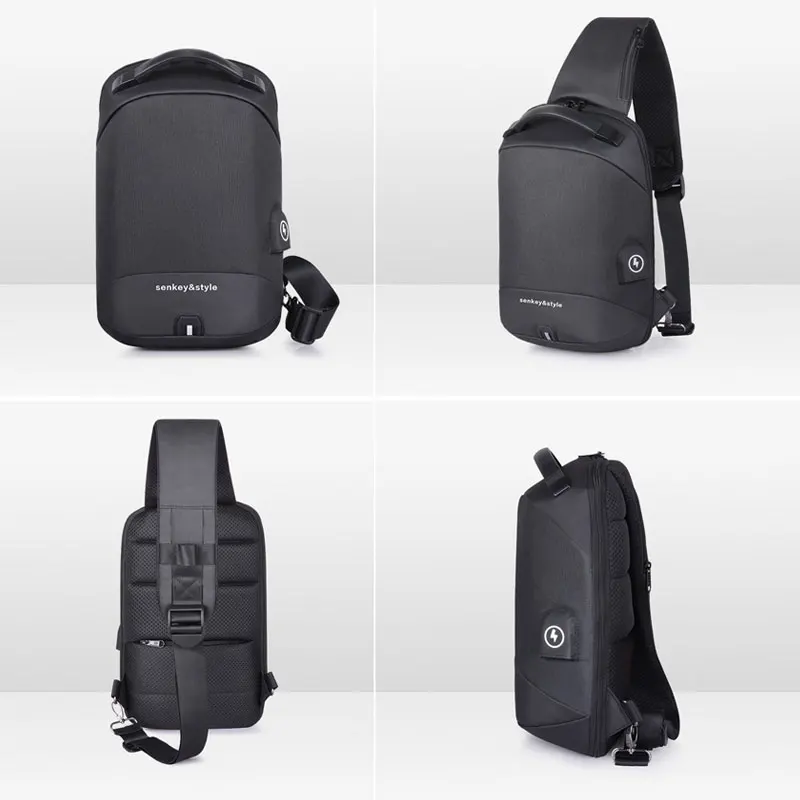 Сумка на плечо мужская с USB портом для зарядки и защитой от кражи|Поясные сумки| |