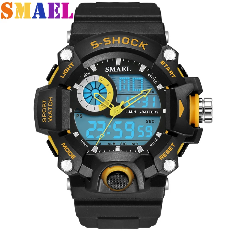 2018 мужские спортивные светодиодный светодиодные цифровые кварцевые часы 5ATM S Shock