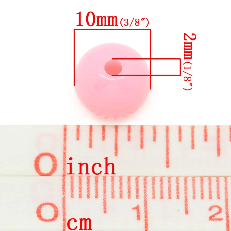 Дорин Box Горячий-бусины акриловые шарика Круглый розовый 10 мм диаметр отверстие: