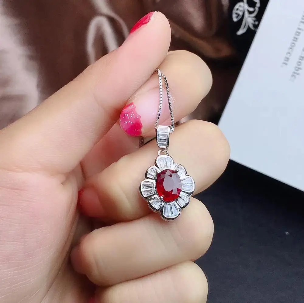 Набор из натурального рубина простой и практичный кольцо ожерелье женская