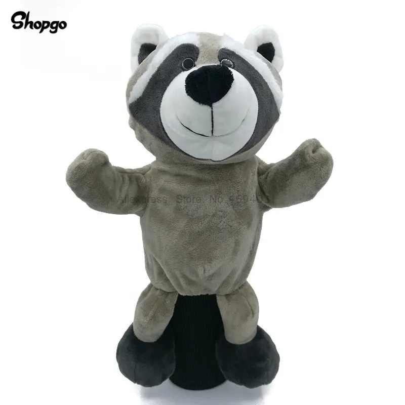 raccoon Поглощающие Гольф животные головные уборы водителя леса Чехлы для клюшек для гольфа подходят до 460cc Мужчины Леди талисман Новинка милый подарок - Цвет: raccoon