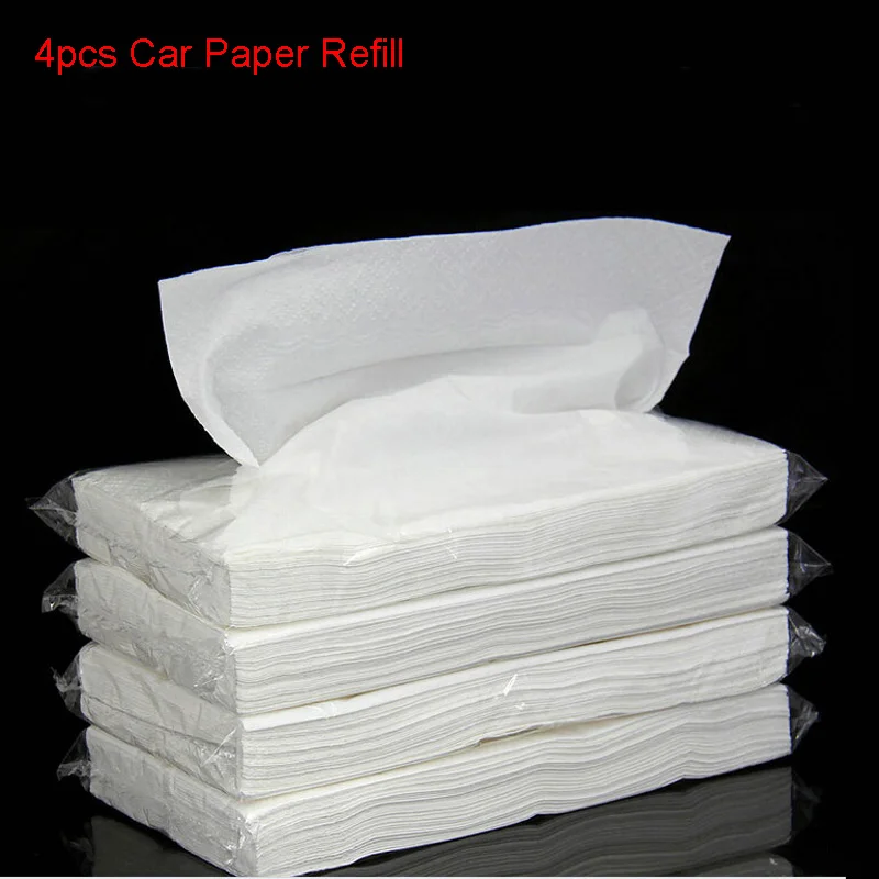 4pc Car Paper Refill Автомобильный солнцезащитный козырек Camellia, тканевая коробка, кожаный подвешиваемый Авто держатель ткани, цветок для кристалл для девушки, горный хрусталь, авто Хлопковая Сумка для салфеток - Название цвета: 4pc Car Paper Refill