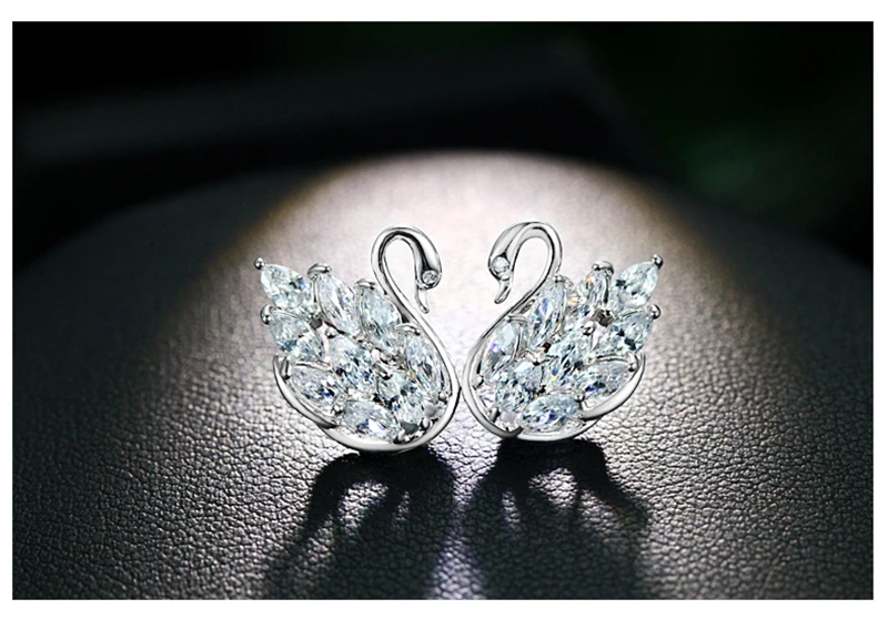 Мода Сладкая Симпатичные Цирконий Лебединое Серьги 2016 Новый Дизайн Стержня Для