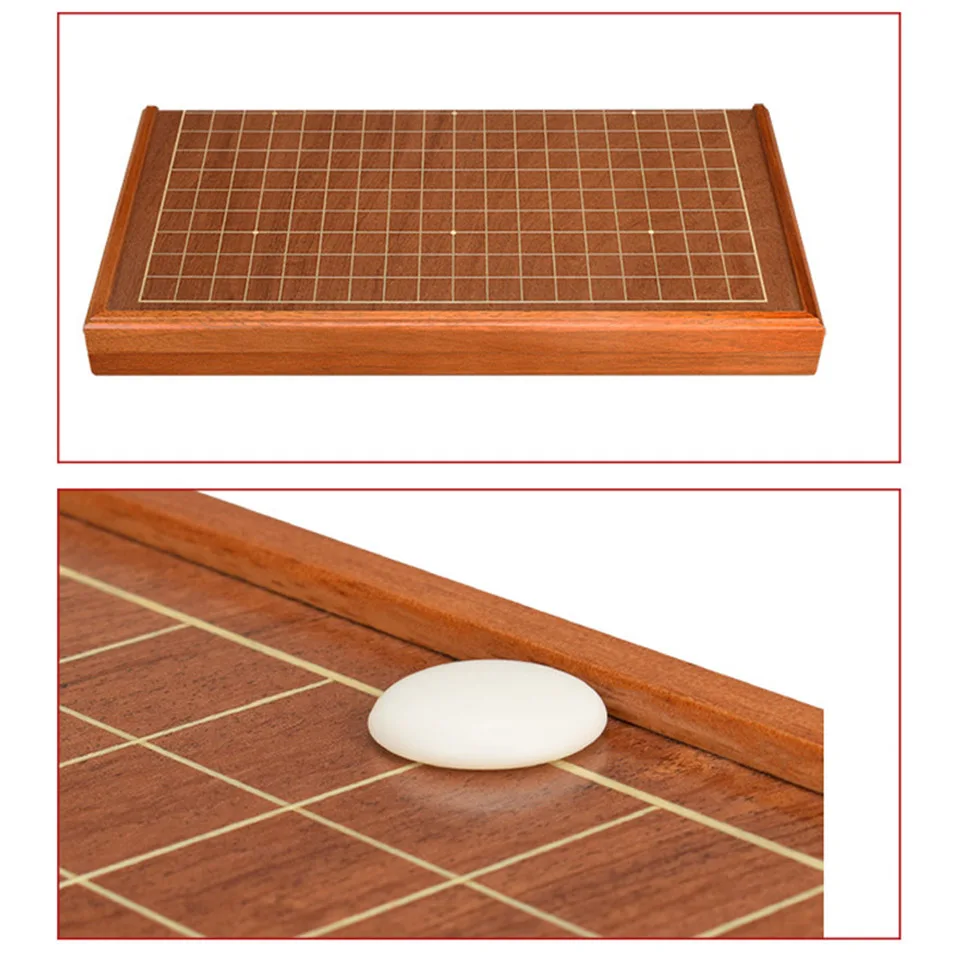 BSTFAMLY Wooden Foldable Go Game Chess 19 Road Chessboard Checkboard Old Game of Go Weiqi Board For 22mm Piece Checker GB11