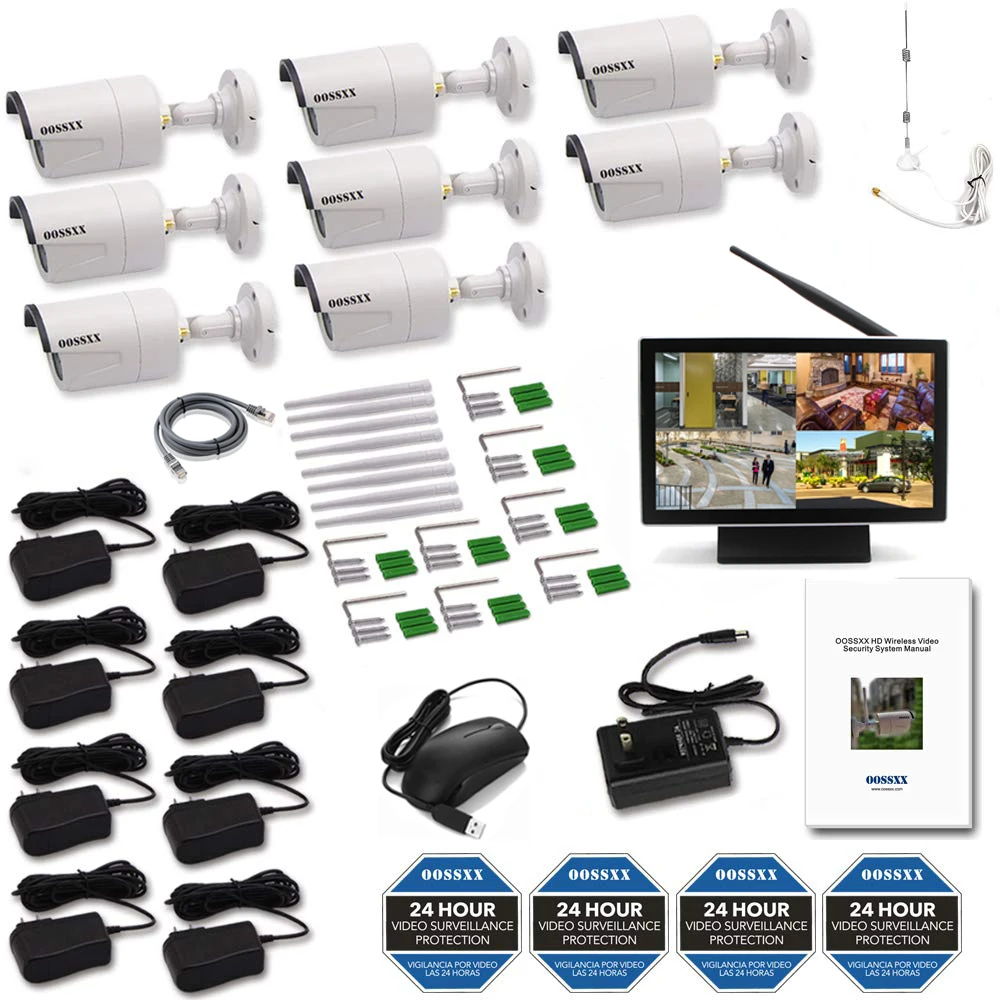 OOSSXX 8CH 1080P Беспроводной NVR комплект 10' монитор беспроводной CCTV 8 шт 1080P Крытый Открытый IP камера система видеонаблюдения