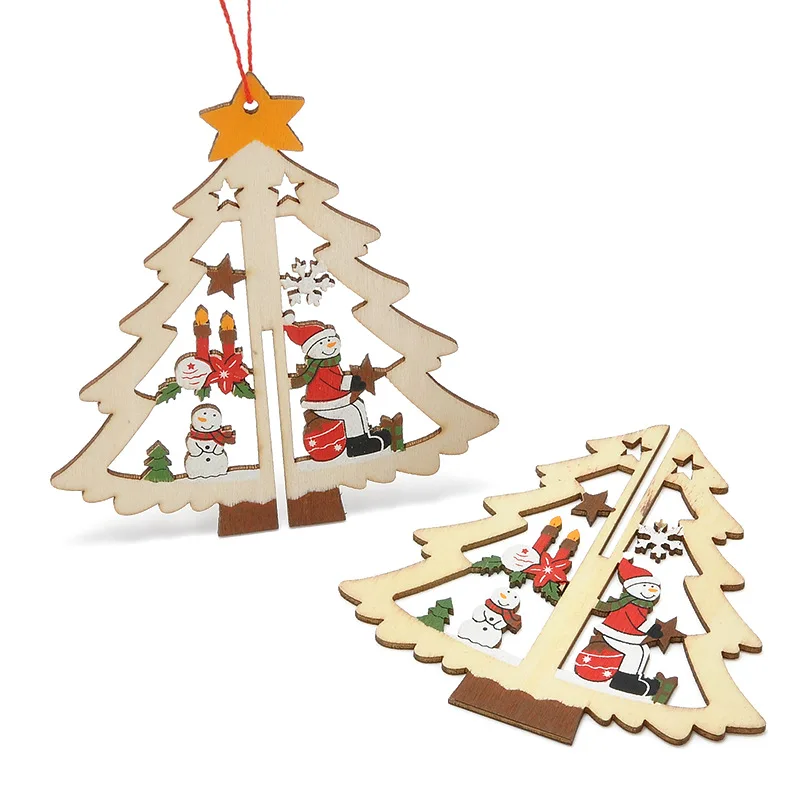 3D деревянное Рождественское украшение Xmas Tree подвесные украшения на стене дома
