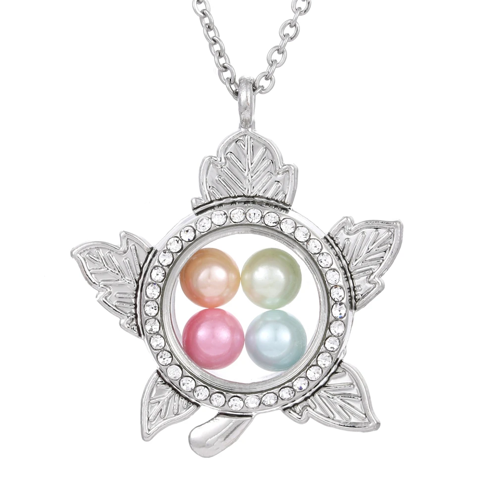 Гостиная памятный Подвесной Ожерелье с медальоном Lover листьев Кристальный