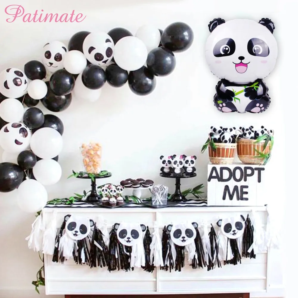 

PATIMATE Panda Foil Balloon One Year Birthday Party Decoration Jungle Party Decoration Panda Birthday Balloon Helium Balloon