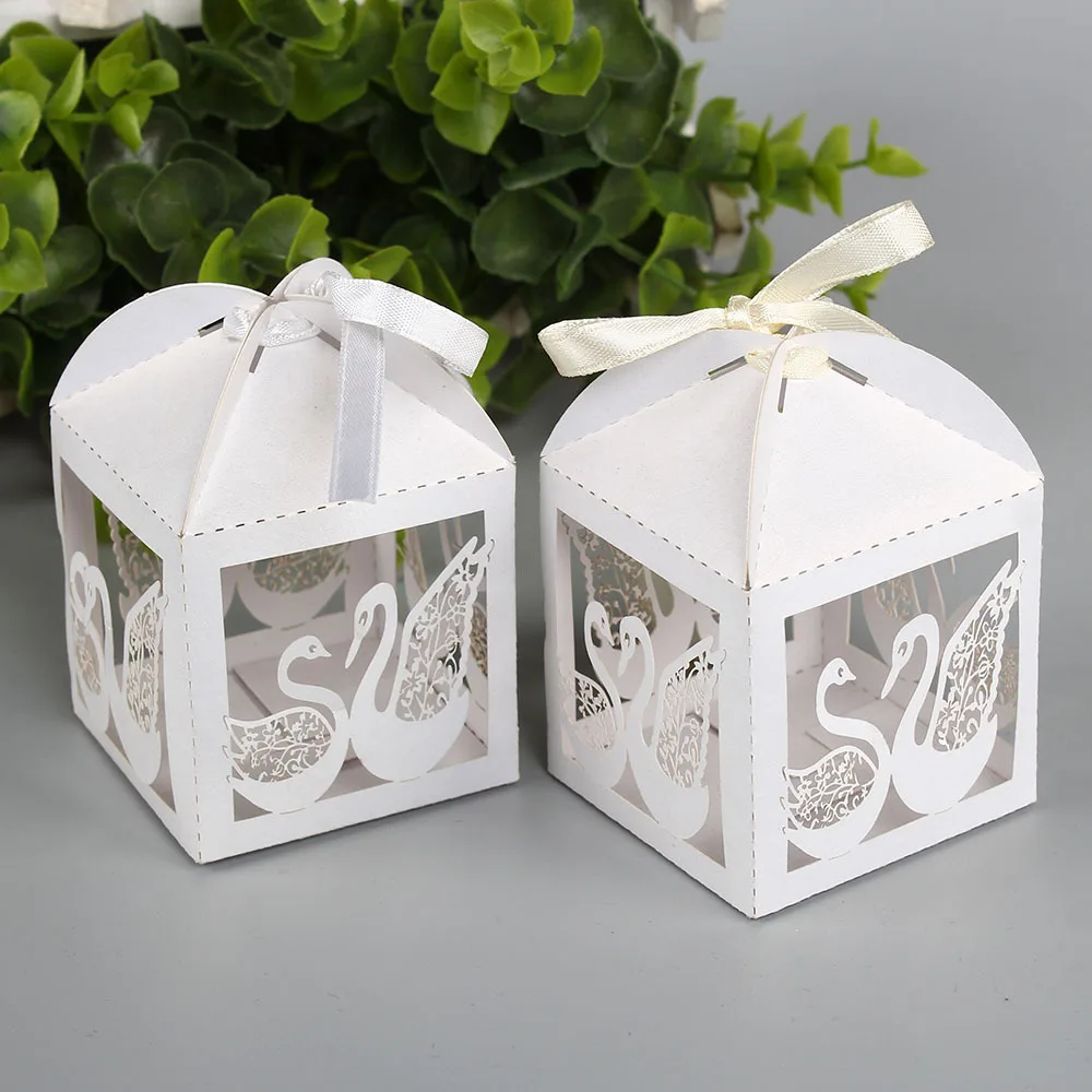 Бесплатная доставка полый лазер лебедь коробка для конфет подарочные коробки