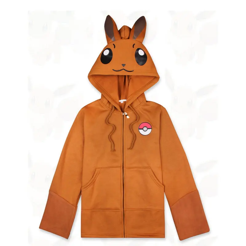 Милое пальто Eevee Аниме Косплей Костюм-свитер для взрослых женщин и мужчин девочек мультфильм куртка зимняя теплая утепленная толстовка на молнии