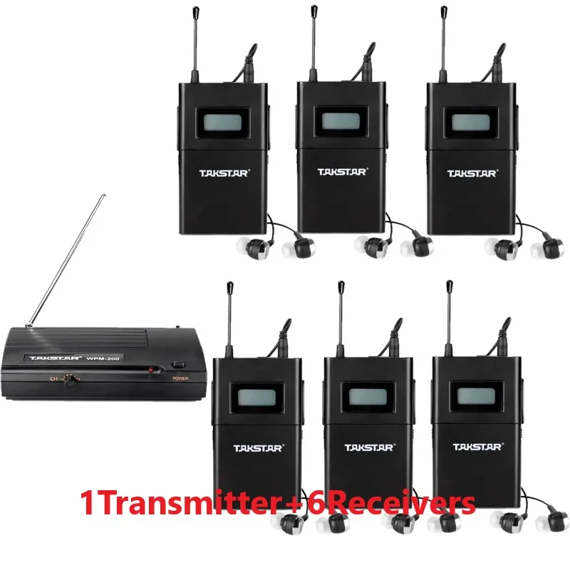 Оригинальная система Takstar Stage Monitor беспроводная WPM-200 в ухо монитор 1 передатчик 6