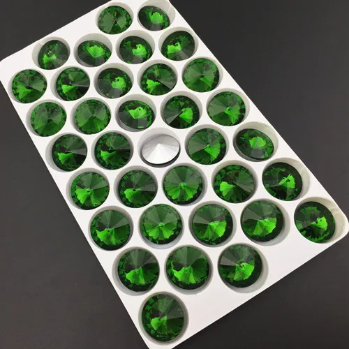 grass green Стеклянные кристаллы 6 мм 8 мм 10 мм 12 мм 14 мм 16 мм 18 мм необычные цвета микс круглые Rivoli Форма Клей На Стразы бусины рукоделие diy отделка - Цвет: grass green