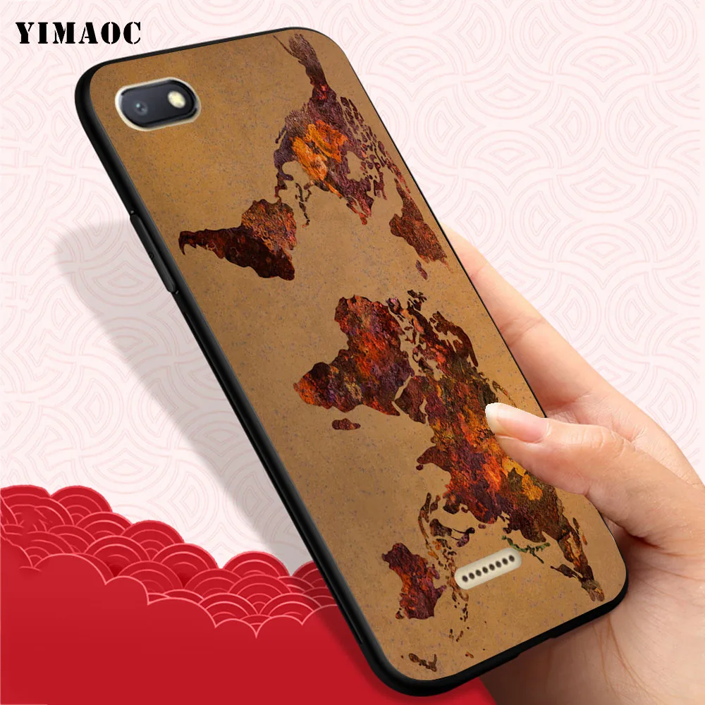 YIMAOC Дорожная карта мира винтажный черный мягкий силиконовый чехол для Xiaomi Redmi Note 6