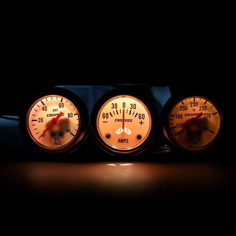 CNSPEED 2" Amp Gauge Water Temp Oil Pressure meter Triple Auto Set with sensor YC101323 | Автомобили и мотоциклы