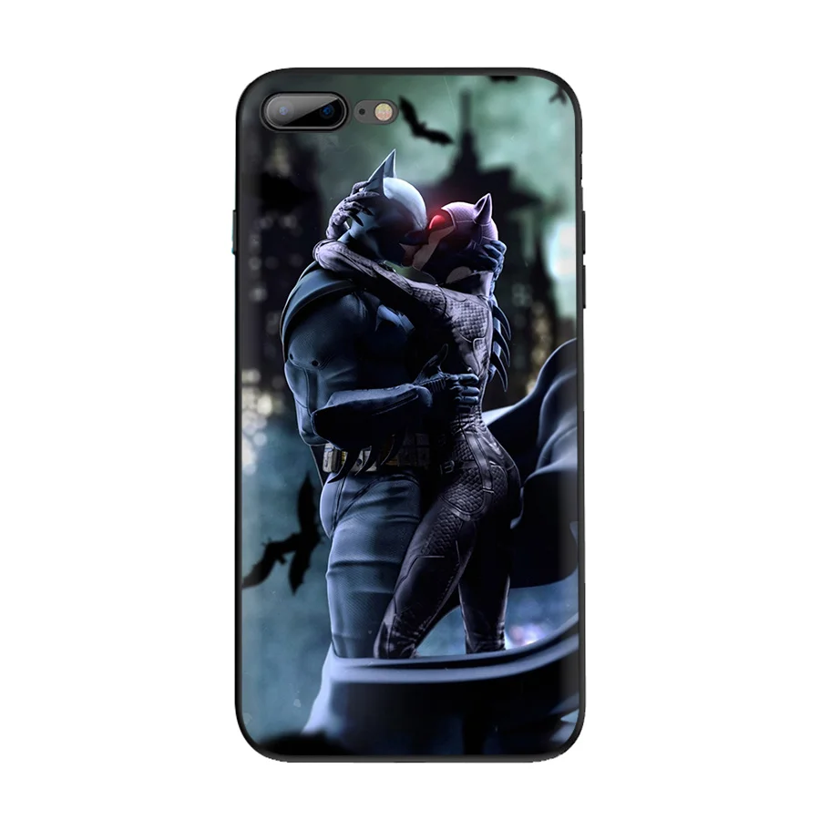 Desxz Бэтмен кошка женщина целующийся клуб Мягкий ТПУ чехол для iPhone 5 5S SE 6 6s 7 8 Plus X XR XS