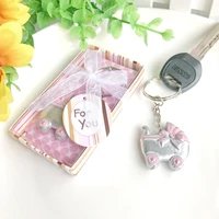 baby shower party gift and giveaways for guests baby carriage design key chains birth christening gift keychain 80pcslot