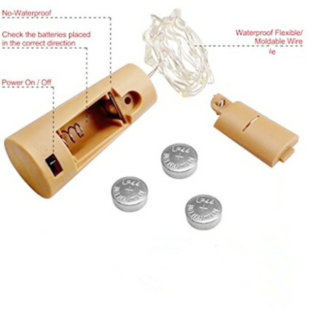 Светодиодная гирлянда 2 м водонепроницаемая медная проволока на батарейках