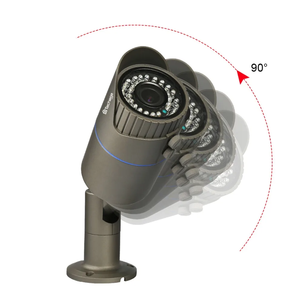 Techage 2.0MP 4.0MP 2 8 12 мм варифокальный объектив 48 В POE IP камера наружная