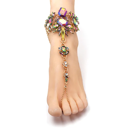 multi Anklet 6 видов стилей, модный браслет, свадебные сандалии с босиком, Пляжная бижутерия для ног, макси, сексуальная цепочка на щиколотку, женский браслет с кристаллами в стиле бохо, 1 шт - Окраска металла: multi Anklet