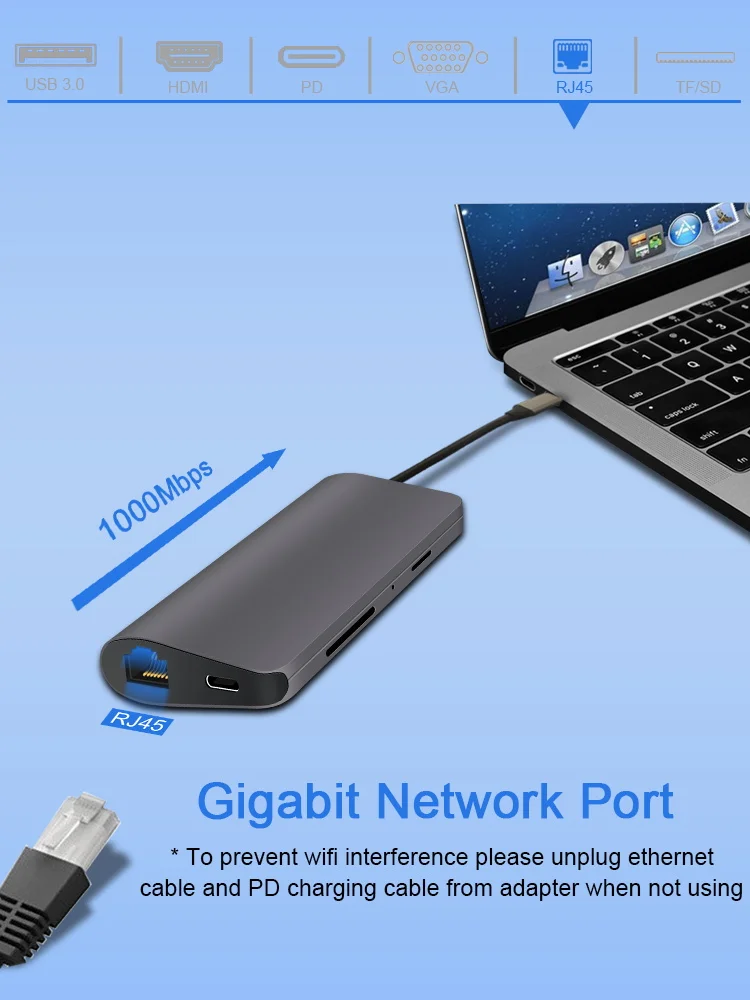 FSU USB C концентратор с HDMI RJ45 PD зарядное устройство кардридер USB 3,0 адаптер usb-хаб для Macbook Pro Аксессуары Мульти USB 3,0 type C концентратор