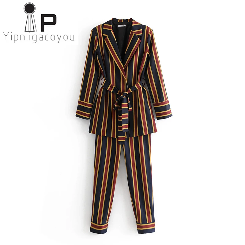 Женский Длинный блейзер в полоску весна осень новый костюм длинный рукав
