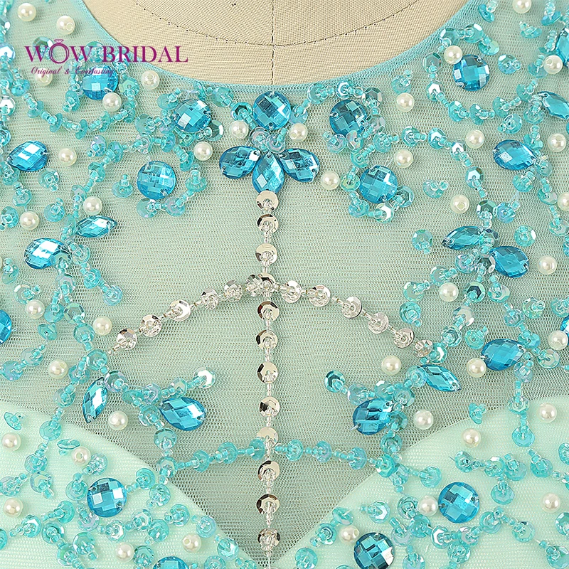 Wowbridal Изящные небесно-голубого цвета платье для выпускного вечера 2021 с лямкой на