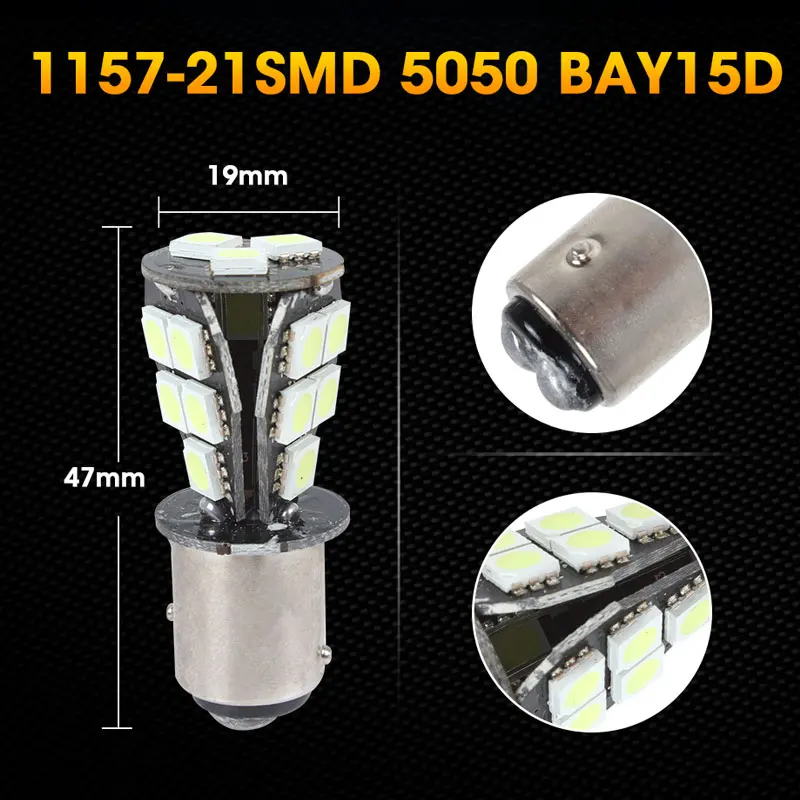 ROADOT 2 шт. CANBUS 1157 BAY15D 21 светодиодный 5050 SMD P21/5 Вт стоп сигнал задний светильник лампа