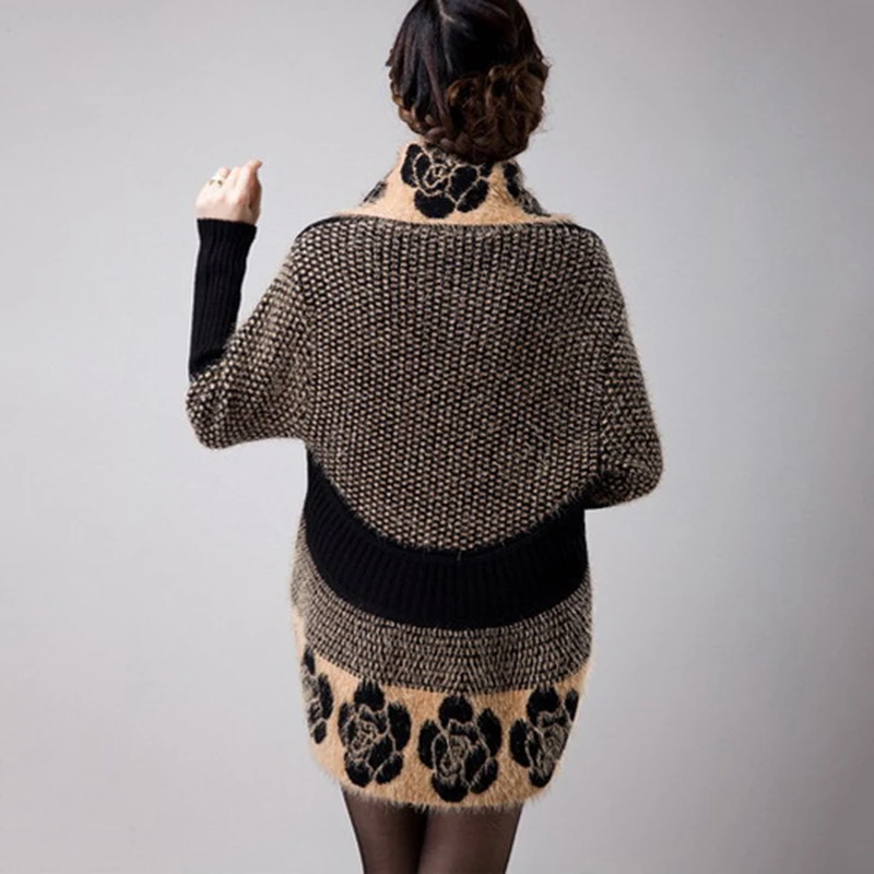 New Spring Autumn Women Korean Fashion Flower Mohair Knit Shawl Cardigan Sweater styleFemale Medium Long Sweaters WKM557 |