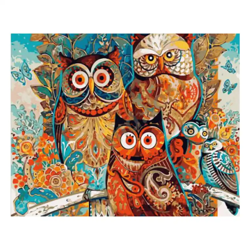 owl painting 6 Diy картина по номерам, Мак, Раскраска по номерам, красочный Кот Раскраска по номерам - Цвет: owl painting 6
