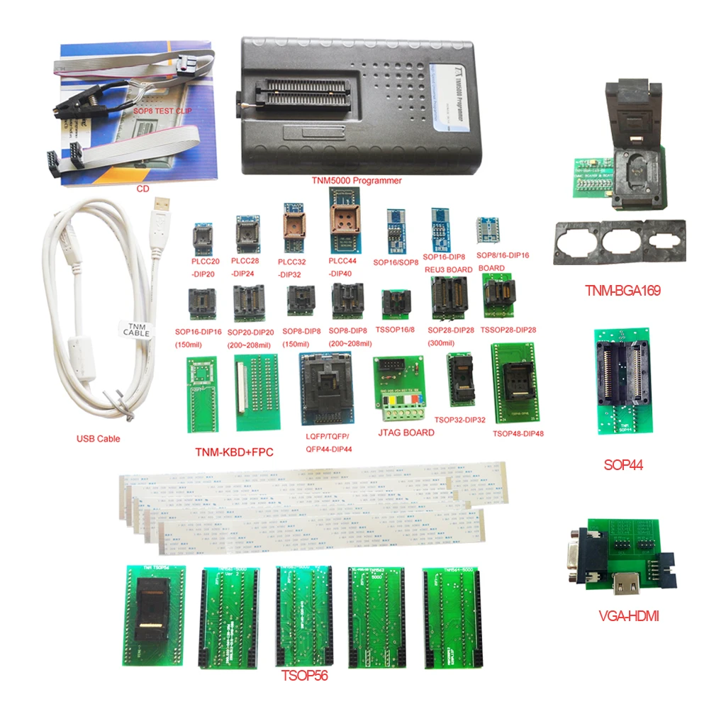 TNM5000 USB EPROM программист + 23pc розетки поддержка ноутбука kbc ec контроллер для общего