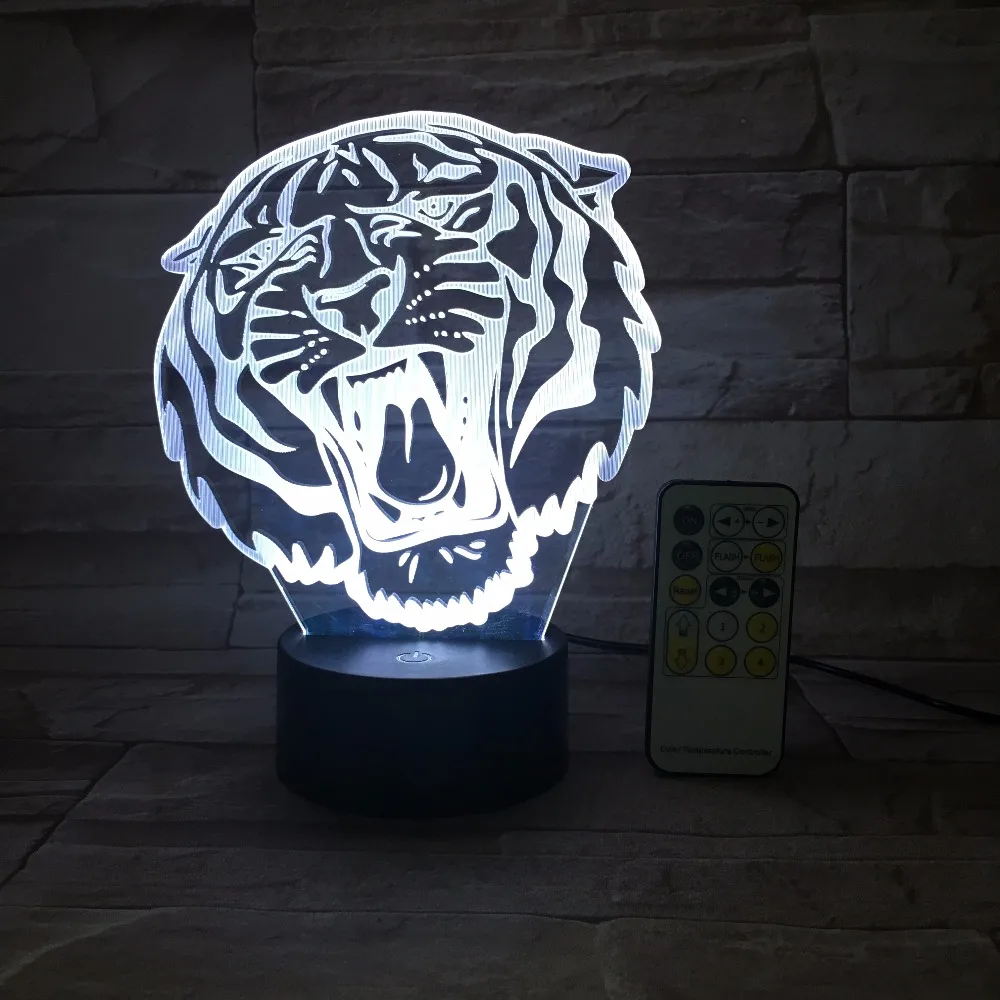 Радиоуправляемый пульт или сенсорное Управление 3D льва дом Декор USB лампа