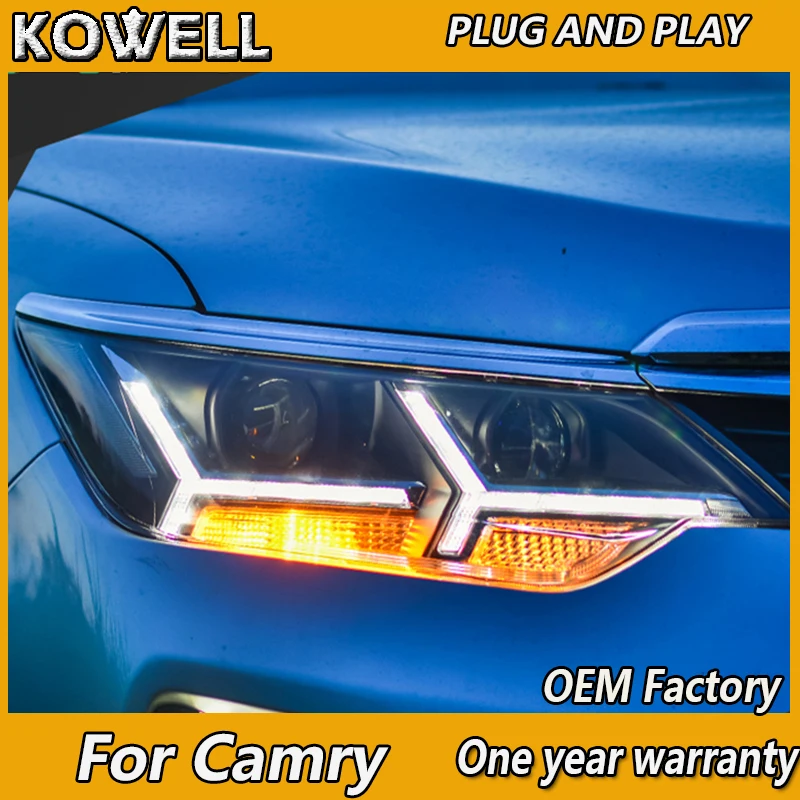 KOWELL автомобильный Стайлинг для 2015 2016 Toyota Camry V55 светодиодный фонарь новые фары drl