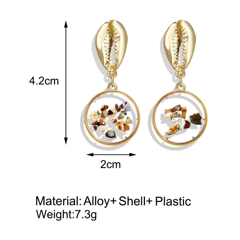 2021 богемные модные серьги-гвоздики из натуральной ракушки для женщин золотые