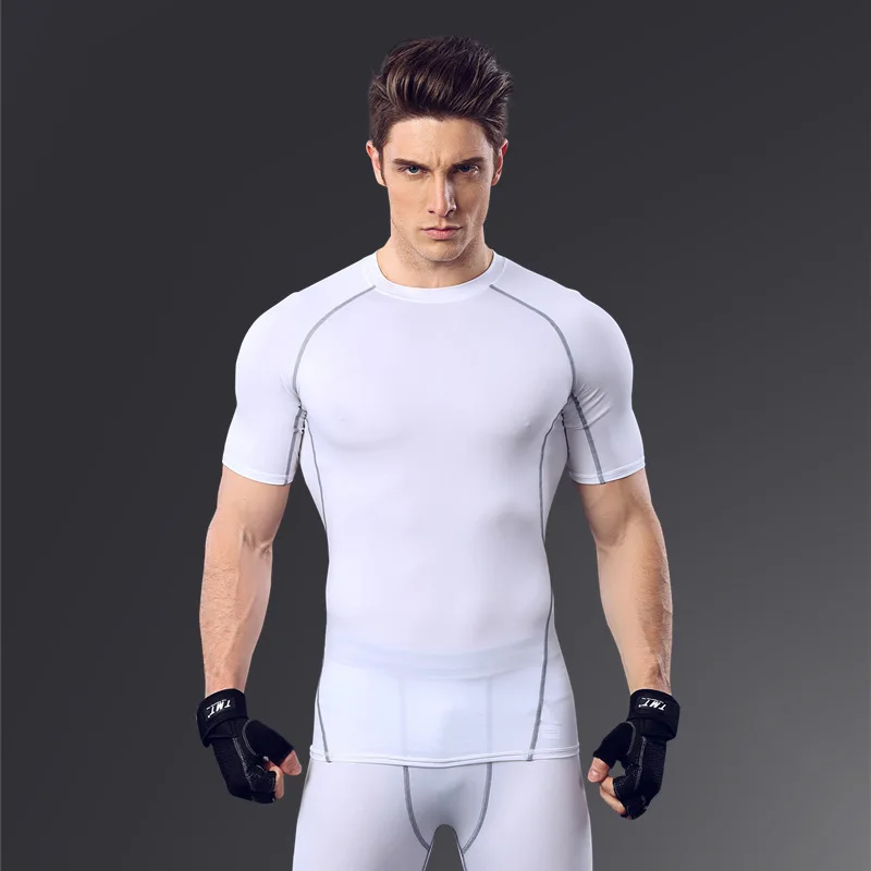 Fitness Shirt Men's Basketball Running Training Clothes Elastic Compression Quick Drying Sportswear Short Sleeve MA26 | Спорт и