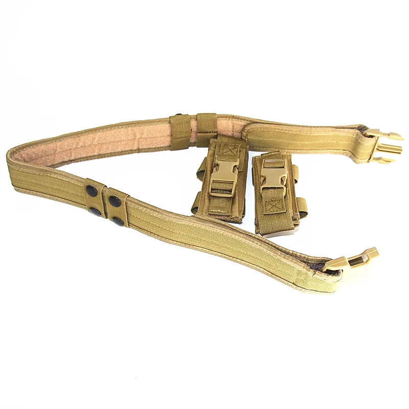 

Tactical Duty Belt Hunting Accessories Outdoor Combat Adjustable Army Belt With Two Pistol Magazine Pouch Duty Waistband