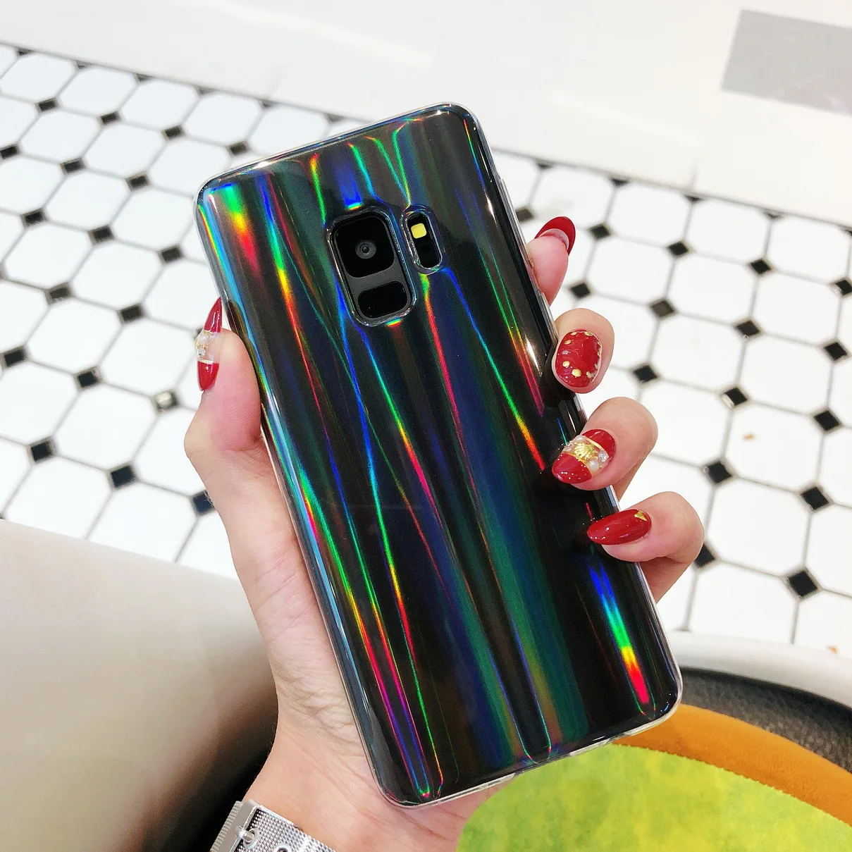 Для Samsung galaxy A6 7 8 9 Plus 2018 Laser Aurora мобильный чехол A30 50 70 глянцевый полностью мягкий