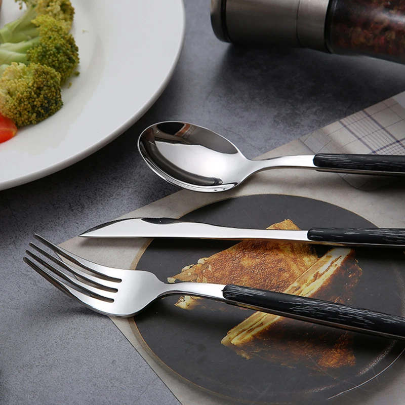 Steak Knife Dinner Fork Spoon Flatware Set Stainless Steel Dinnerware Soup Scoop Golden Tableware kitchen Accessory |