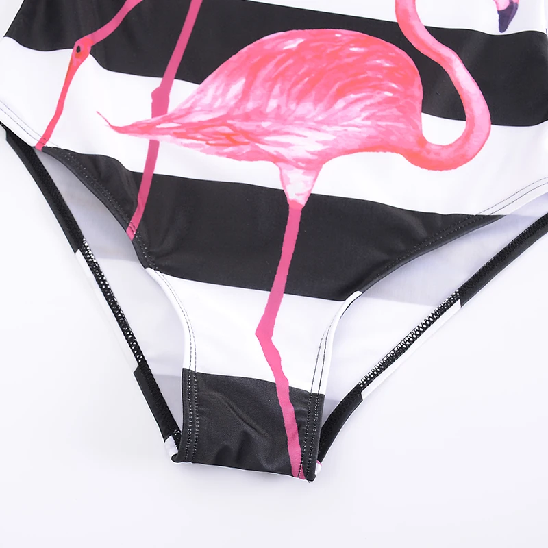 

Womens Monokini Flamingo One Piece Swimsuit Sexy Push Up Bikini High Cut Low Back Swimwear Women Bathing Suit Swimming Costume