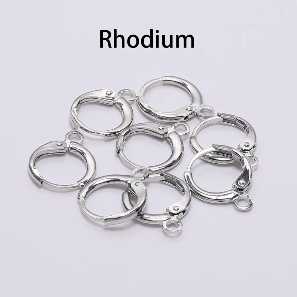 Rhodium 20 шт./партия новые серебряные золотые крюки фиксаторы для серёжек и крючков материал 14*12 мм Размер наборы проволочные база обручи поставки для DIY ювелирных изделий - Цвет: Rhodium