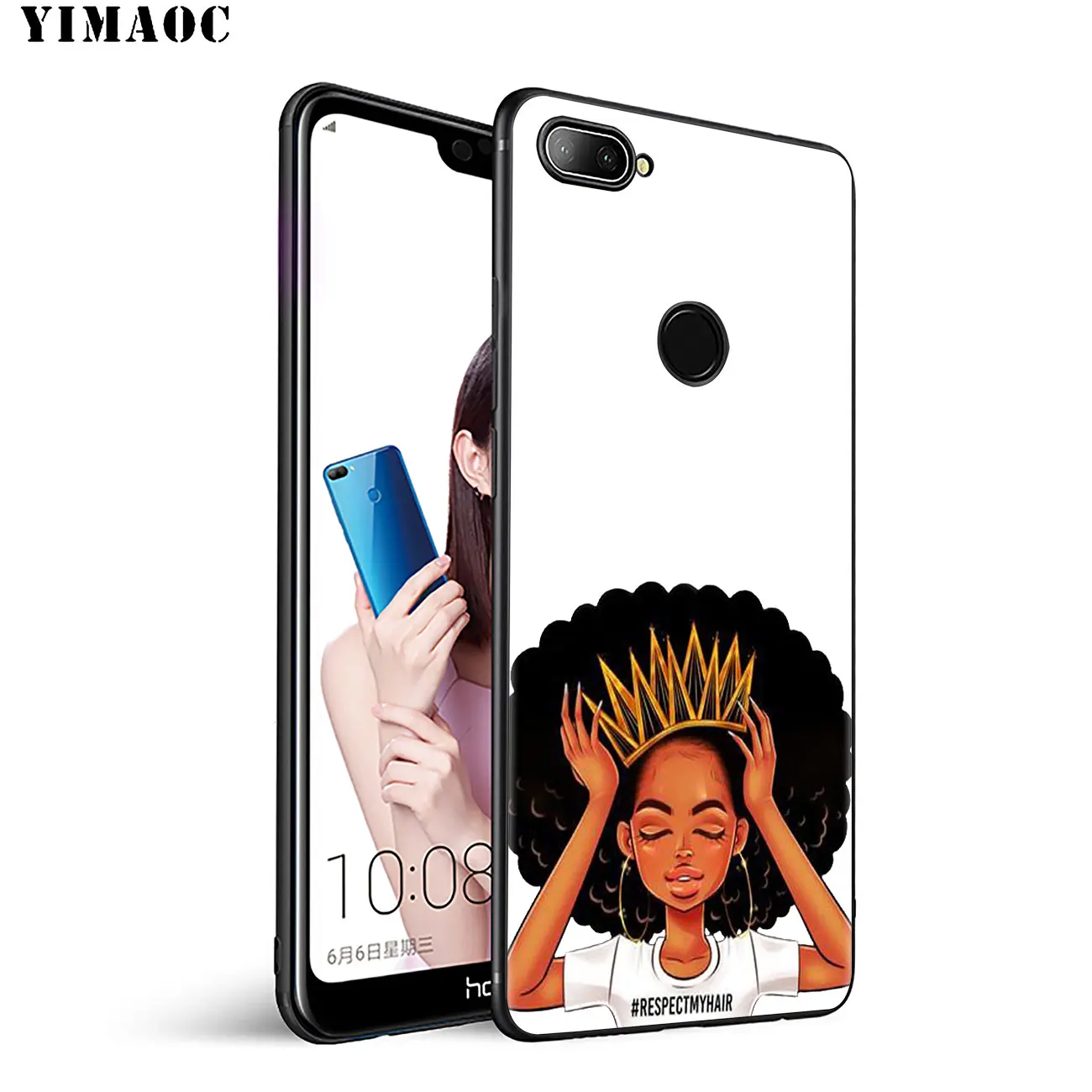 YIMAOC африканская красота афро затяжки Черный Девушка Мягкий чехол для Huawei Honor 20 Pro