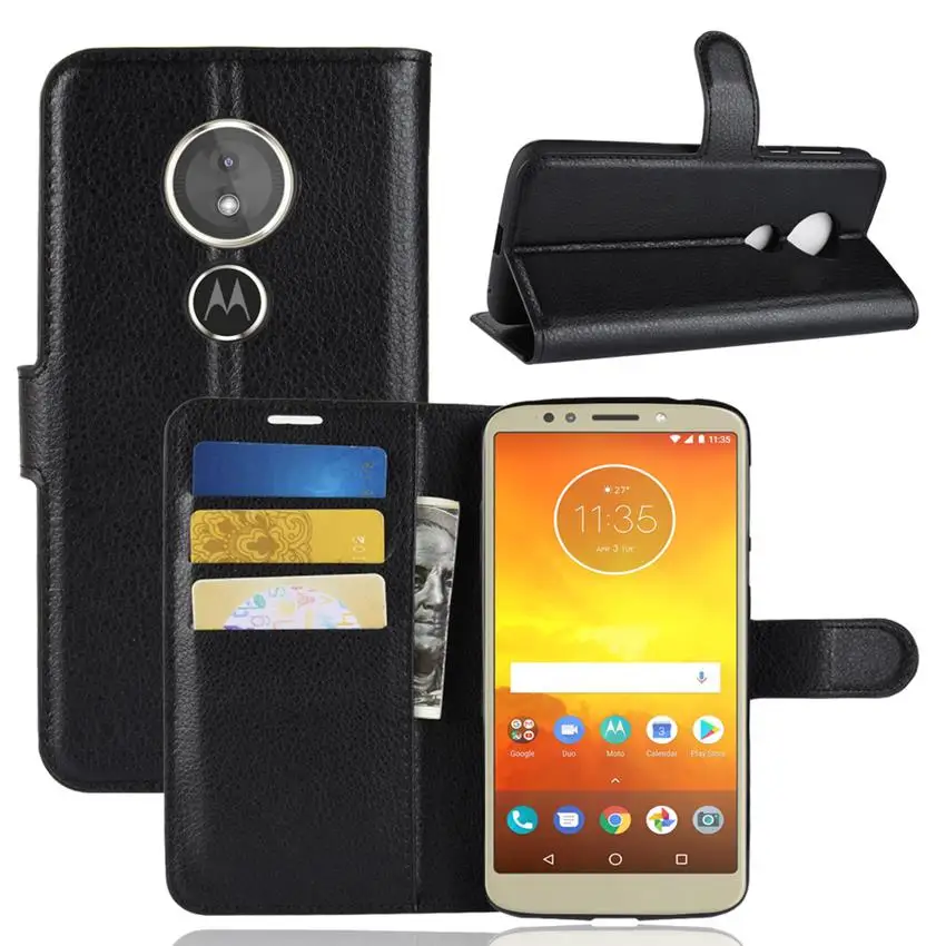 Задняя крышка для Moto E5 Play Plus роскошный кожаный чехол книжка Motorola E5play E5plus с