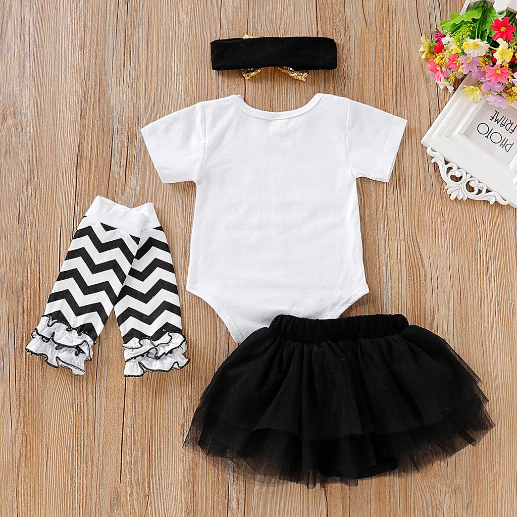 4 предмета одежда для маленьких девочек летний хлопковый комбинезон с буквенным