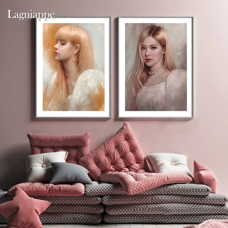 BLACKPINK Jennie Jisoo Lisa Rose Kpop ulzzang домашний декор для гостиной, спальни, принт, плакат, картина, настенная живопись, искусство, холст