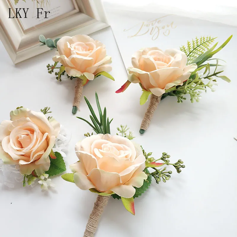 

LKY Fr Boutonniere Buttonhole Wedding Corsage Bracelet Flowers Bridesmaid Boutonniere Men Wedding Buttonhole Planner Corsage Pin