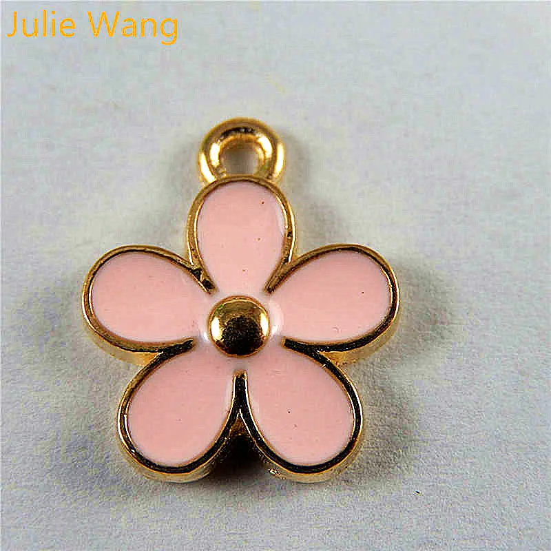 Ювелирные изделия Джули Ван 10 штук белые розовые маленькие цветы золотистый тон