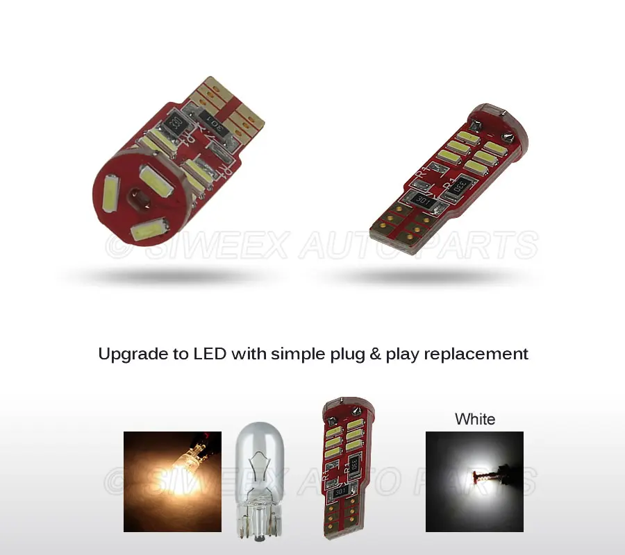 2x T10 белый 15 SMD 4014 W5W габаритный фонарь CAN bus без ошибок с детской пластиной 12 В